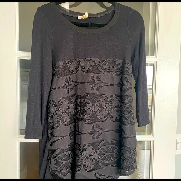 Like New Anthropologie Meadow Rue Black Tunic Lace Overlay Size M - Picture 2 of 10